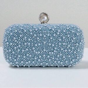 Elegant Blue Pearl Clutch